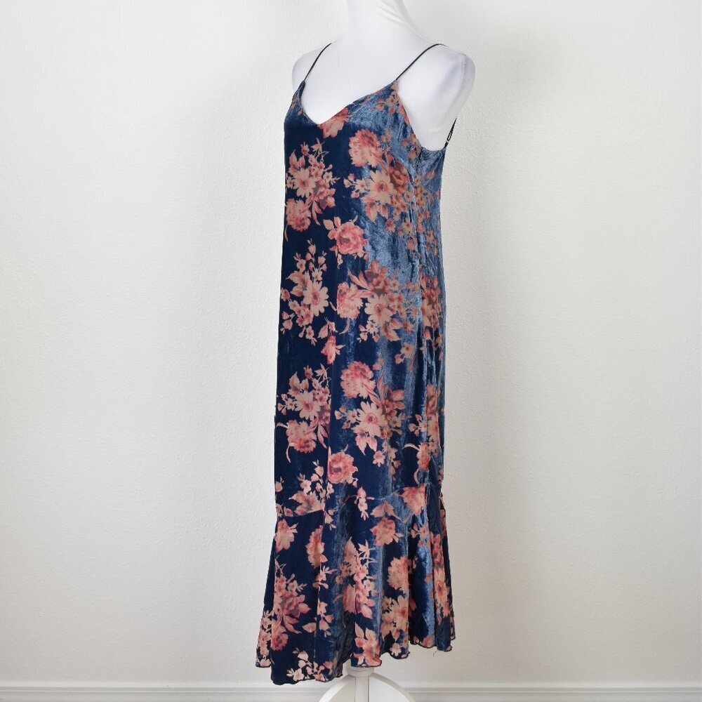 Line & Dot Floral Velvet Burnout Midi Dress NEW - S - Picture 4 of 9